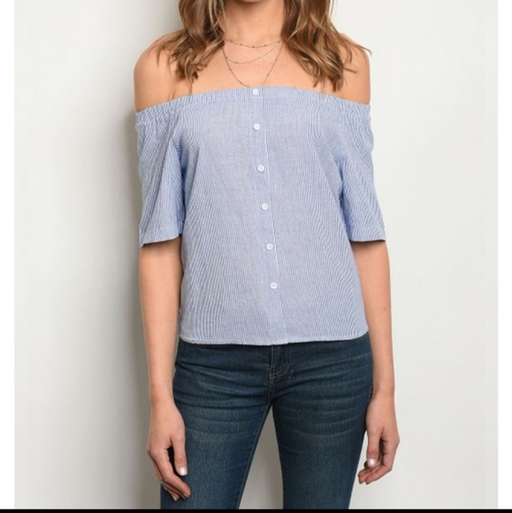 🍋 3 for $15 Summer off the shoulder poplin top - Picture 1 of 3